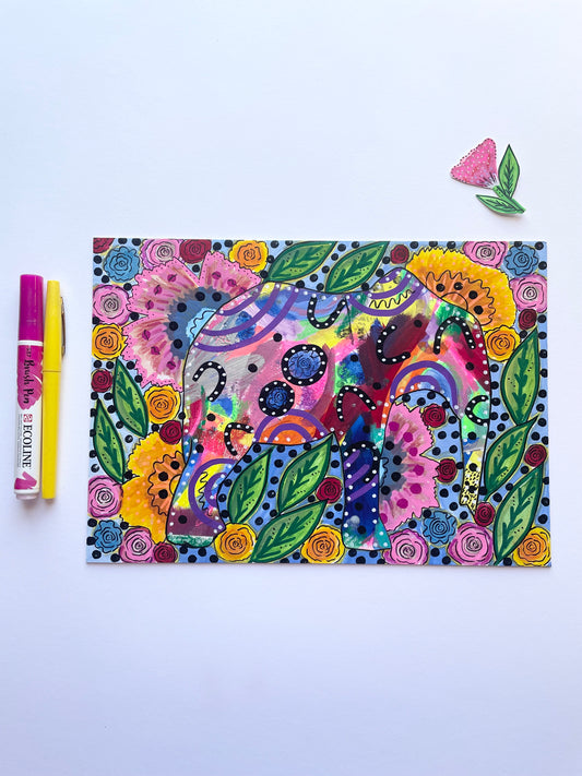 Elephant Floral Painting