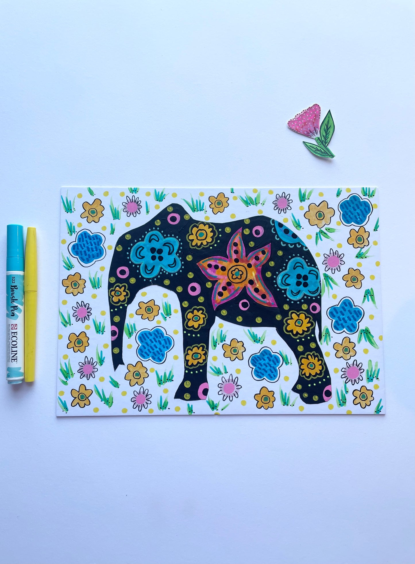 Elephant Floral Painting